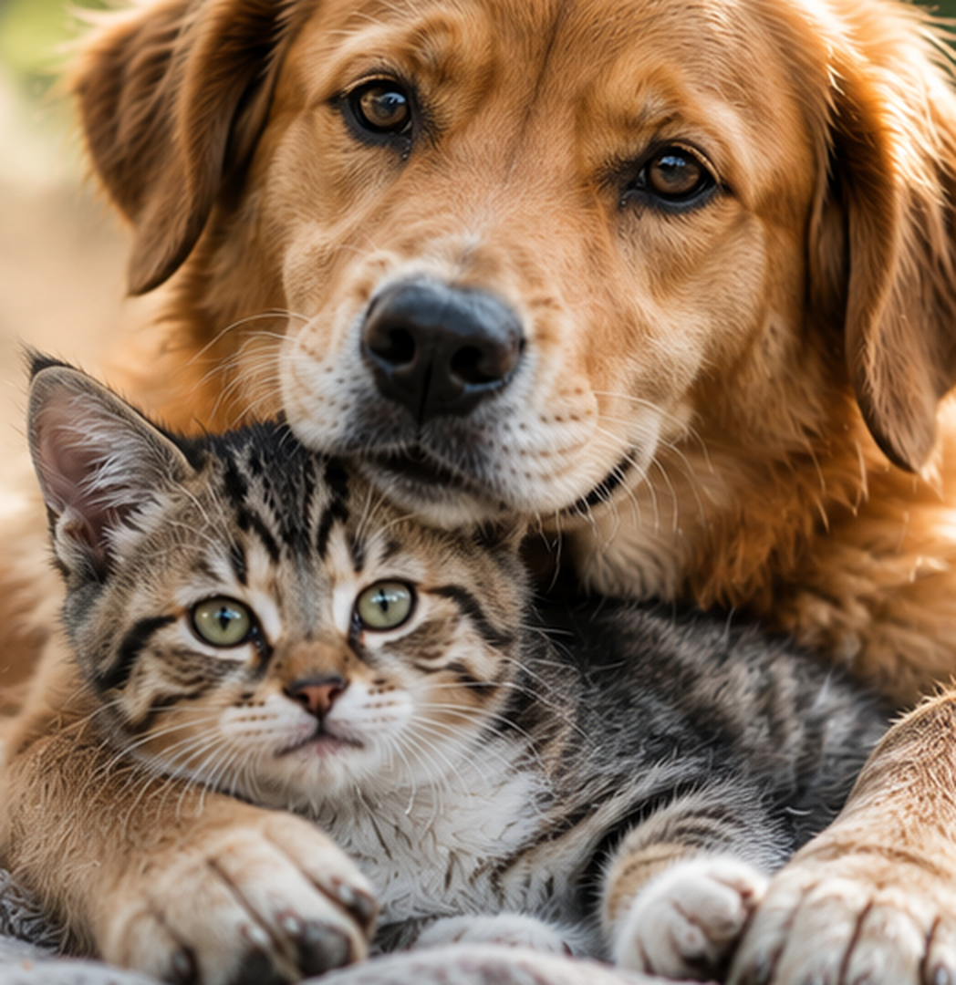 Illustrative image of a dog and kitten together, representing compassion and animal welfare